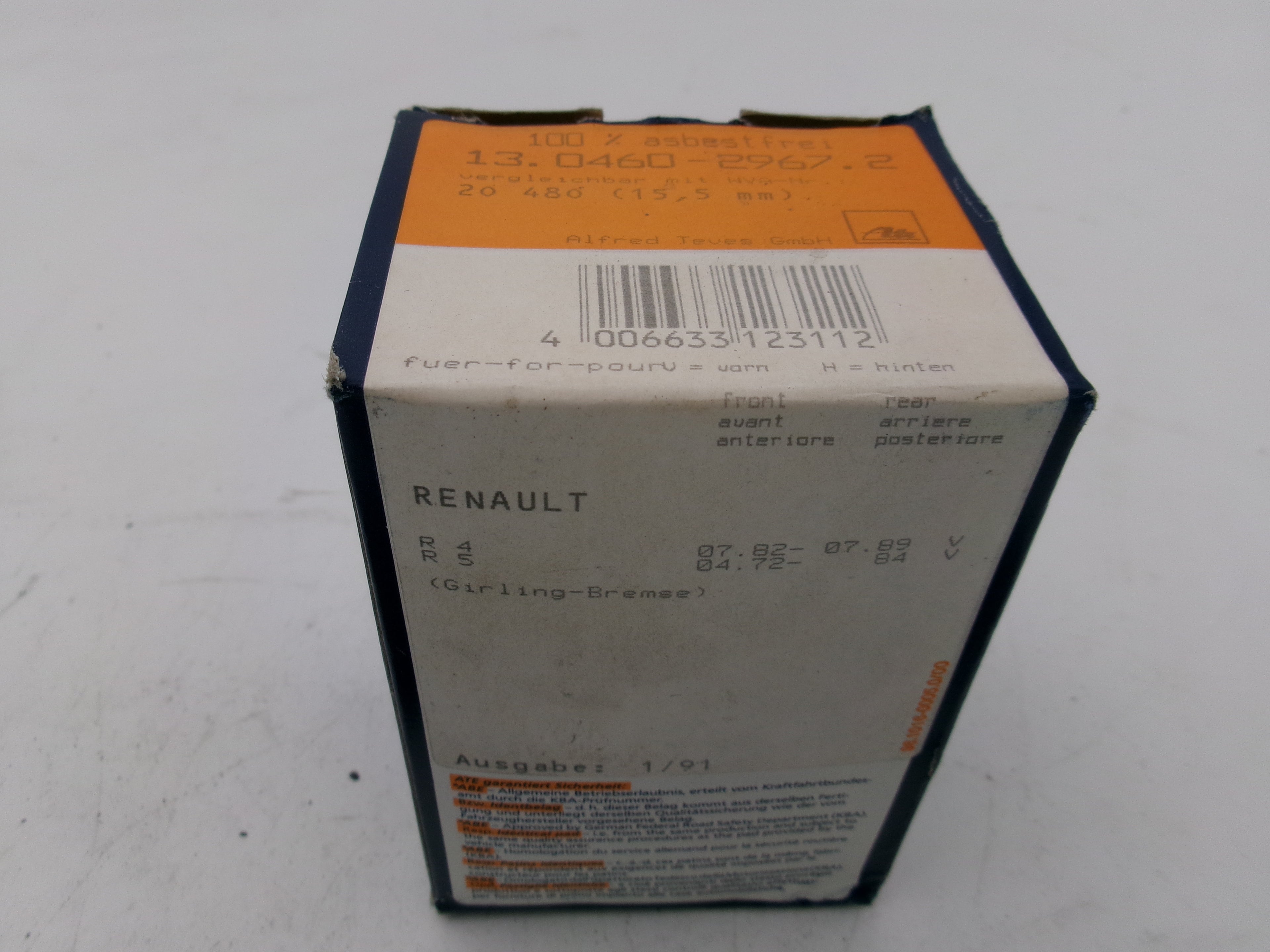 Bremsbelagsatz ATE RENAULT 4/5  13046029672